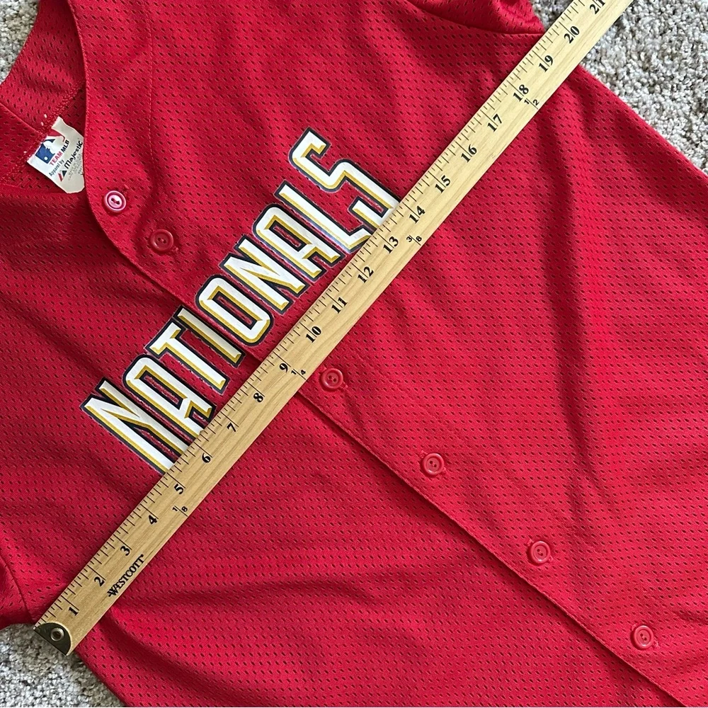 VTG Y2K Majestic Washington Nationals MLB Red Mesh Jersey Boys Youth XL Made USA